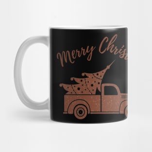 Merry Christmas Truck Tree Red Plaid T-shirt Mug